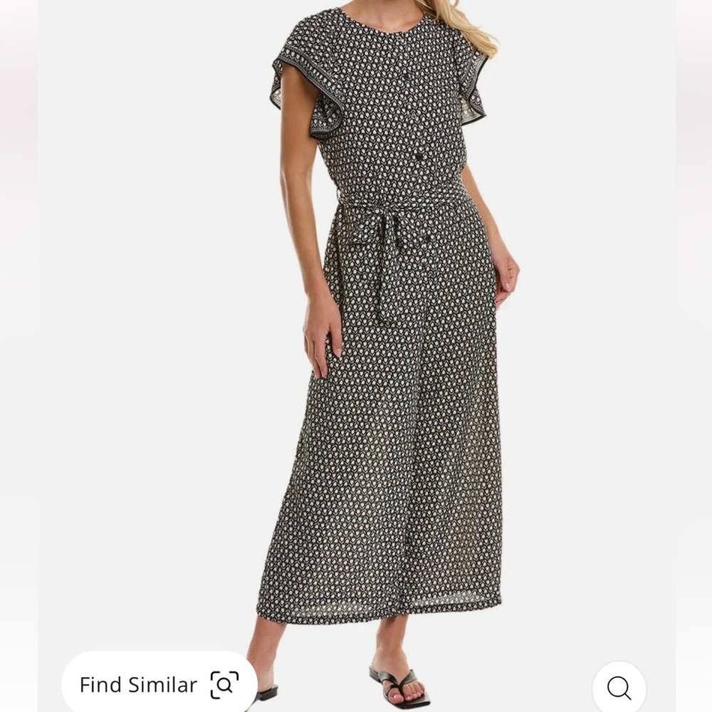 MAX STUDIO Flutter Sleeve Wide Leg Crepe Jumpsuit NWT SMALL Tulip pattern